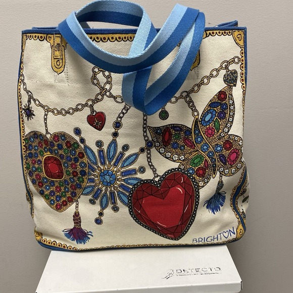 NEW with tag Brighton Glittering Love Tote Bag=Canvas/Big sized 16"x14" - Picture 1 of 15